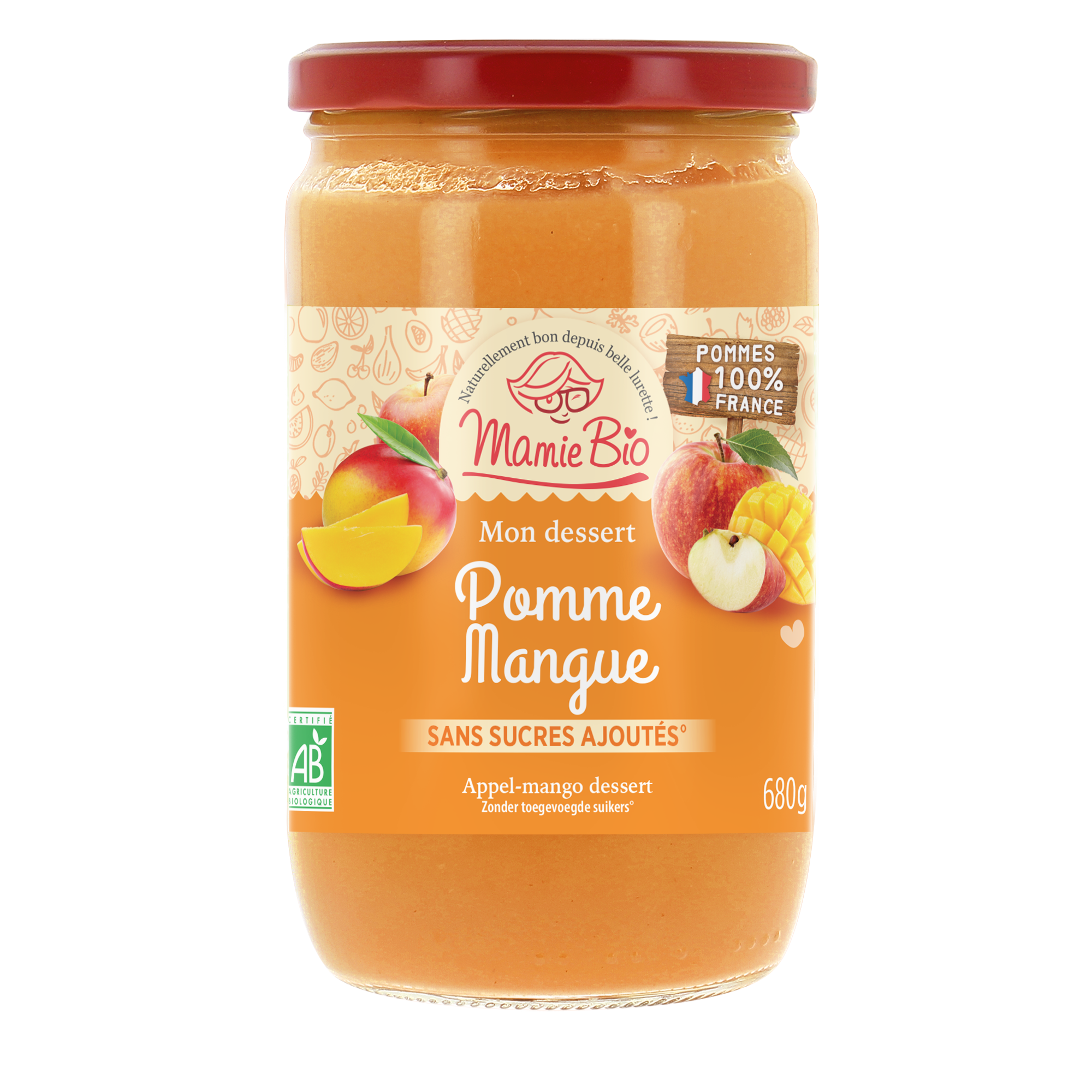 Organic Puree of Apple from France and Fairtrade Mango