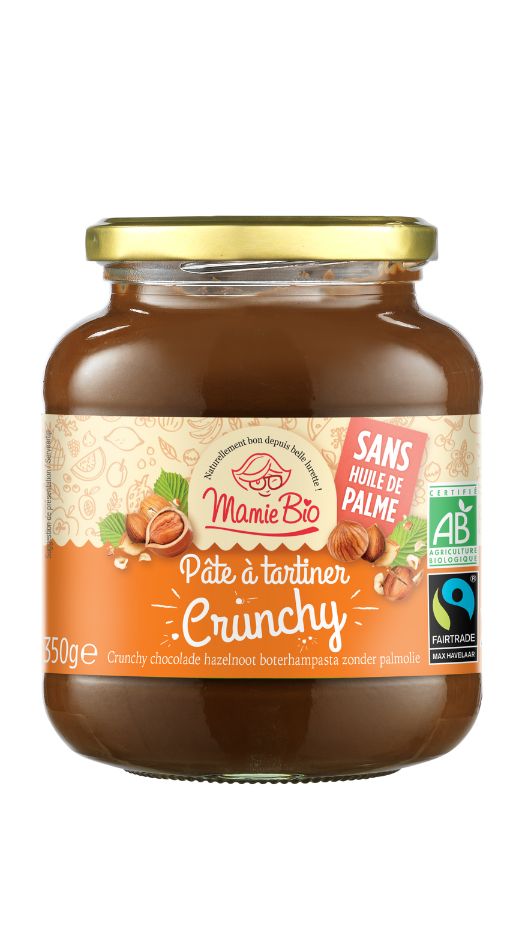 Pate à tartiner chocolat noisette crunchy équitable bio