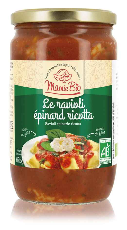 Ravioli bio épinard ricotta - Les plats cuisinés - Vitamont