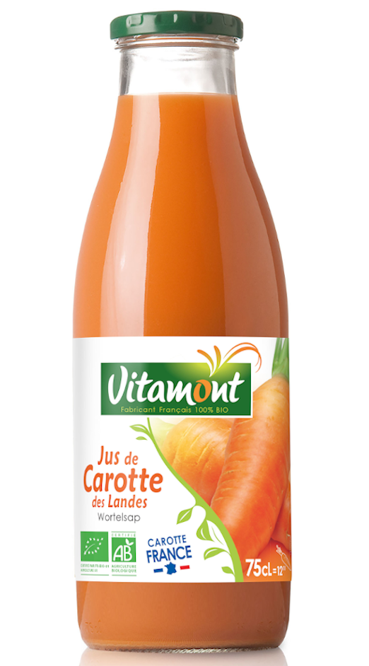 Jus de pomme carotte gingembre BIO, Vitamont (75 cl)