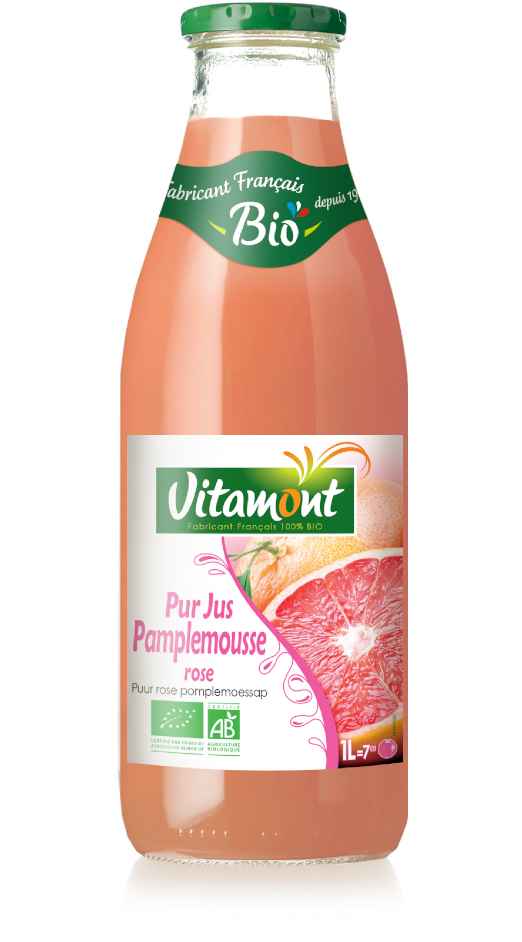 bouteille de Pur jus de pamplemousse rose bio