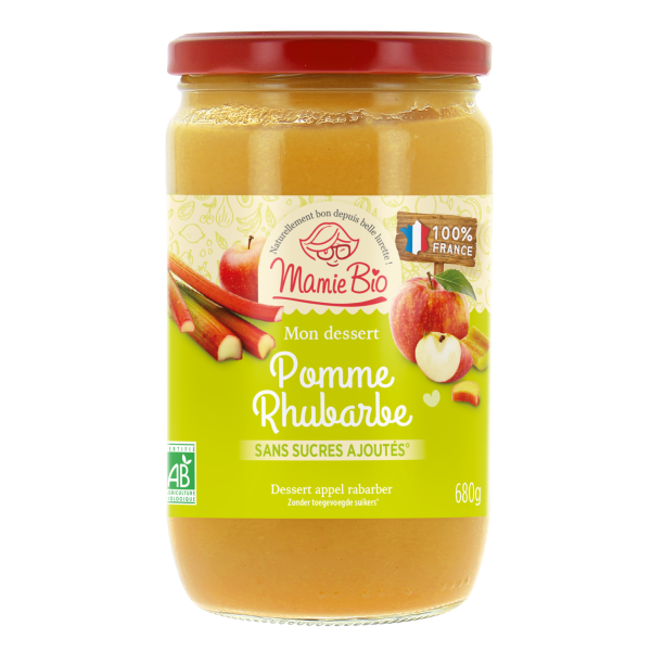 Purée de pomme rhubarbe France bio